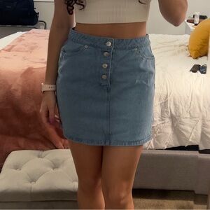 Forever 21 Light Wash Denim Mini Skirt